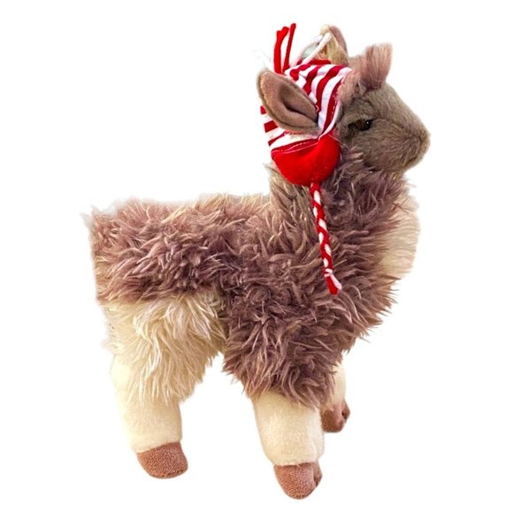 Douglas Cuddle Toys Llama Zephyr 11" Stuffed Animal Plush Alpaca Christmas Hat - Picture 3 of 10